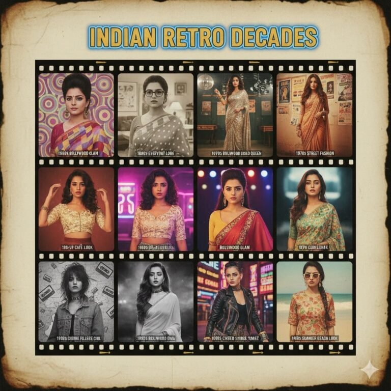 Indian Retro Woman Prompts – 60s, 70s, 80s & 90s Styles